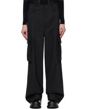 MISBHV Office Pinstripe Tailored Trousers - Black