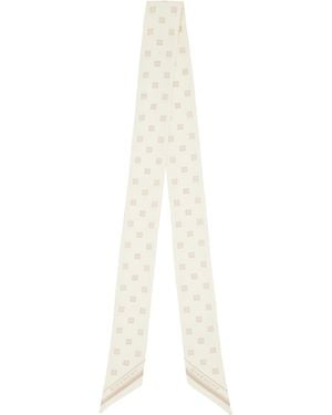 Givenchy オフホワイト＆ベージュ 4G Bandeau シルク スカーフタイ - ブラック