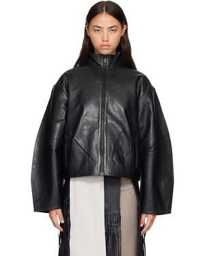 St. Agni Cocoon Zip Leather Jacket - Black