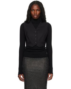 Sportmax Cropped Stretch Wool Waistcoat - Black