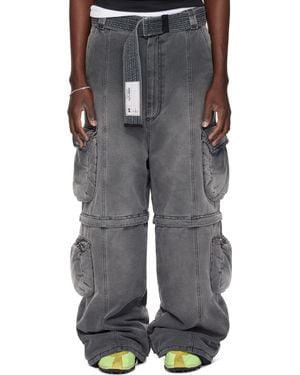 Lu'u Dan Wadded Denim Cargo Trousers - Black