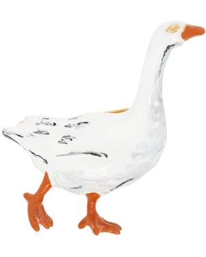Moschino Goose Brooch - White