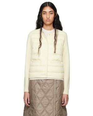 Moncler ホワイト パネル ダウン カーディガン - ナチュラル
