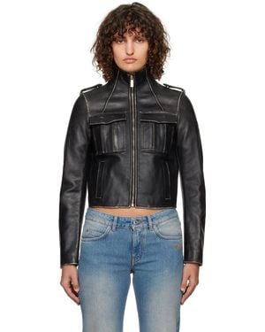 Off-White c/o Virgil Abloh Vintage Lea Biker Leather Jacket - Black