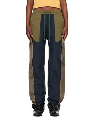 ANDERSSON BELL Khaki Colour Block Nylon Track Trousers - Green