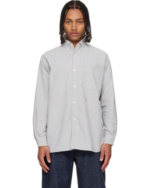Nanamica Button Down Stripe Wind Shirt - Black