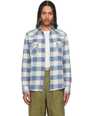 RRL Slim Fit Plaid Twill Western Shirt - Blue