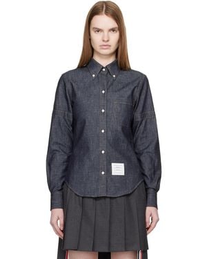 Thom Browne Classic Point Collar Denim Shirt - Blue
