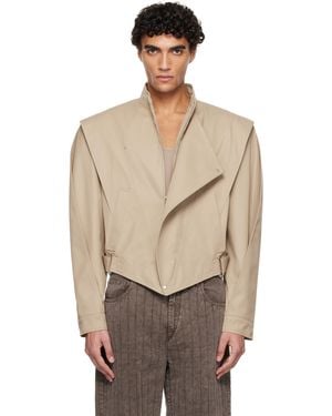 Mugler Asymmetric Officer Jacket - Natural
