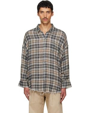 R13 Shredded Seam Drop Neck Shirt - Grey