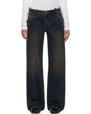 Fax Copy Express Basic 2 Loose Dirty Wash Jeans - Blue