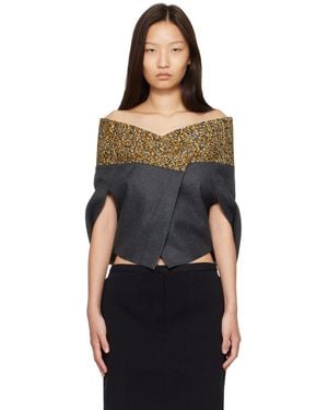 Super Yaya Blouson Thalia Gris À Assemblage Cache-Cœur - Noir