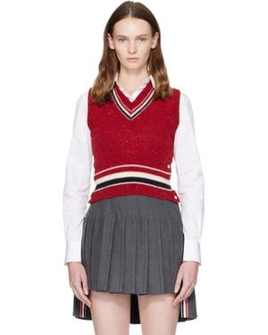 Thom Browne Thom E Hector Pointelle V-neck Vest - Red