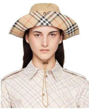 Burberry Chapeau En Gabardine À Visière Intérieure À Carreaux - Neutre
