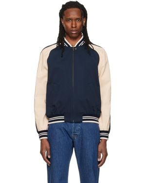 Valentino Canvas & Fine Gabardine Bomber Jacket - Blue