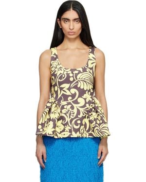 Dries Van Noten Taupe & Open Blouse - Blue