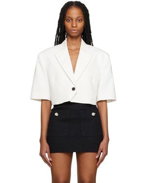 Pushbutton Cropped Blazer - White