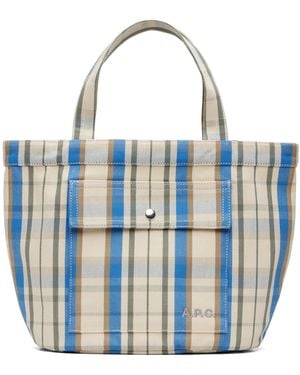 A.P.C. Off- & Jade Tote - Blue