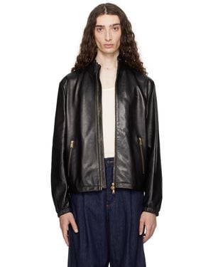 Versace Plongé Leather Jacket - Black