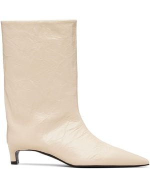 Jil Sander Off- Crinkled Calfskin Boots - Natural
