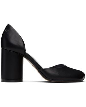MM6 by Maison Martin Margiela Shiny Vegetable Tanned Leather Court Heels - Black