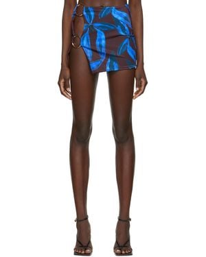 Louisa Ballou Brown & Blue Double Ring Miniskirt - Multicolour