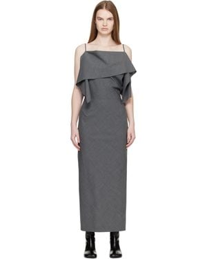 MM6 by Maison Margiela Folded Wool Maxi Dress - Black