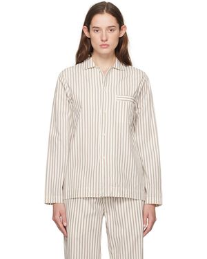 Tekla Off- Long Sleeve Pyjama Shirt - Natural