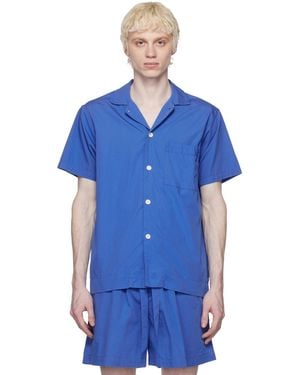 Tekla Buttoned Pyjama Shirt - Blue