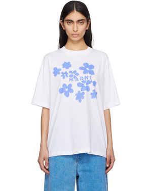 Marni ホワイト Daisy Garden コットン Tシャツ
