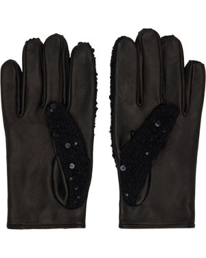 Ernest W. Baker Floral Studded Appliqué Driving Gloves in Black