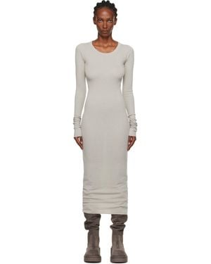 Rick Owens Off- Concordians Rib Long Sleeve Midi Dress - Black