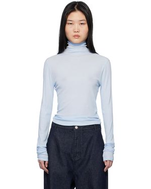 LE17SEPTEMBRE Col Roulé Semi-Transparent Bleu - Blanc