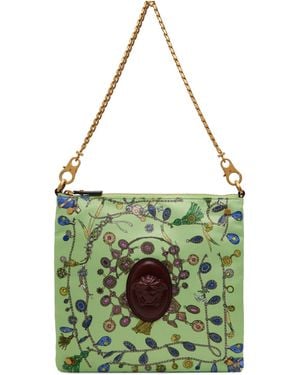 Versace Sac Cabine Vert En Satin Duchesse À Motif Graphique Imprimé