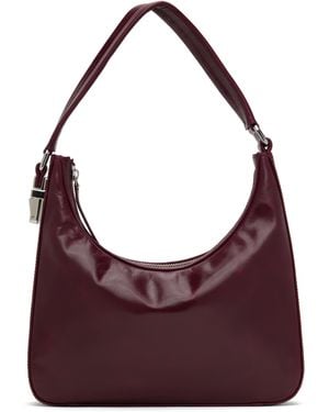 BY FAR Burgundy Rhea Creased Leather Bag - Purple