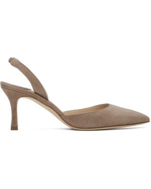 Manolo Blahnik Taupe Carolyne Heels - Black