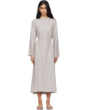 Baserange Taupe Long Sleeve Apron Maxi Dress - Black