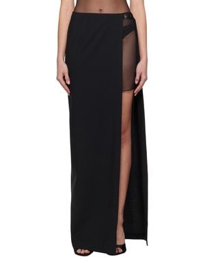 Nensi Dojaka High Split & Ooo Buckle Maxi Skirt - Black
