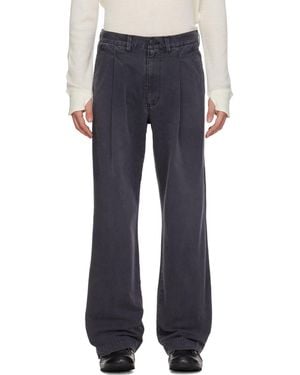 KAMIYA Pantalon Chino Droit Noir - Bleu