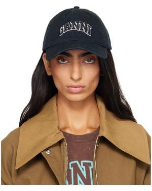 Ganni Washed Cotton Cap - Blue
