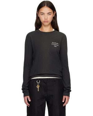 Acne Studios Distressed Logo Long Sleeve T-Shirt - Black