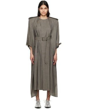 Junya Watanabe Grey Glencheck Trench Coat - Black