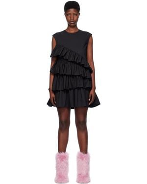 MSGM Black Tiered Ruffle Minidress