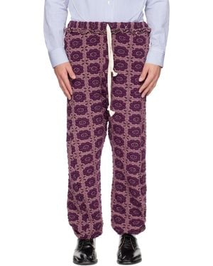Edward Cuming Vertical Garden Twisted Track Trousers - Purple