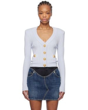 Balmain ブルー クロップド ニットカーディガン - ブラック