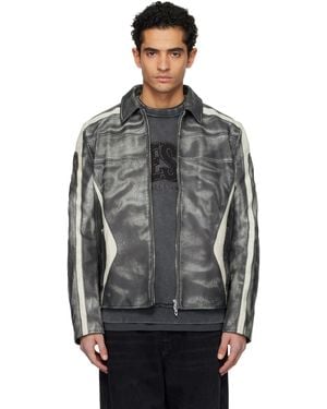 DIESEL Off- L-Amar-Enbi Leather Jacket - Black