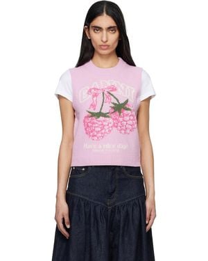 Ganni Graphic Wool Jumper Vest - Pink