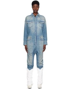 R13 Blue Cowboy Drop Denim Jumpsuit - Black