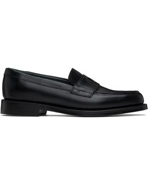 Drake's Leather Charles Goodyear Welted Penny Loafers - Black