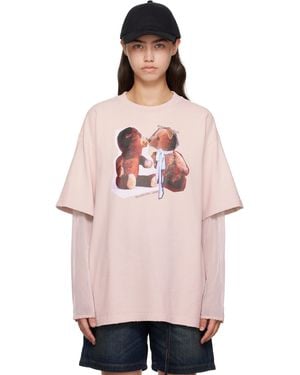 Acne Studios Layered Print T-Shirt - Pink